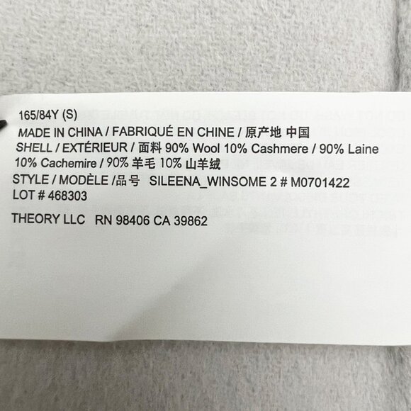 NWT Theory Sileena Coat Women's Size S Stone Winsome Double-Face Wool-Cashmere - Picture 9 of 16